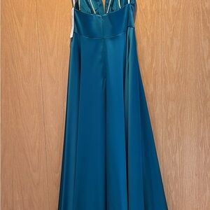JVN by Jovani Teal Backless Dress